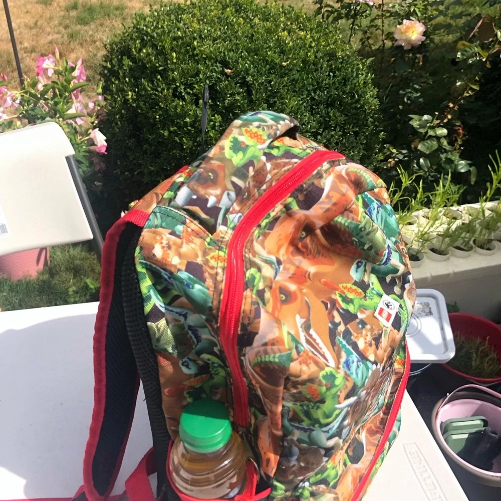 Lego Kids Dinosaur Print Backpack with Red Trim